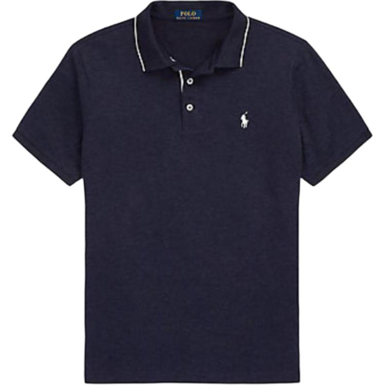 Polo Ralph Lauren Однотонная рубашка-поло с воротником-поло и коротким рукавом Мужские топы Синий MNPOKNI1N822476-410