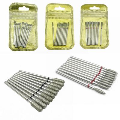 10 шт./упак. сверло для ногтей, полировщик, алмазные сверла для ногтей, вращающиеся насадки для электрического маникюрного аппарата, фрезы, заусенцы, инструменты для дизайна ногтей, аксессуары