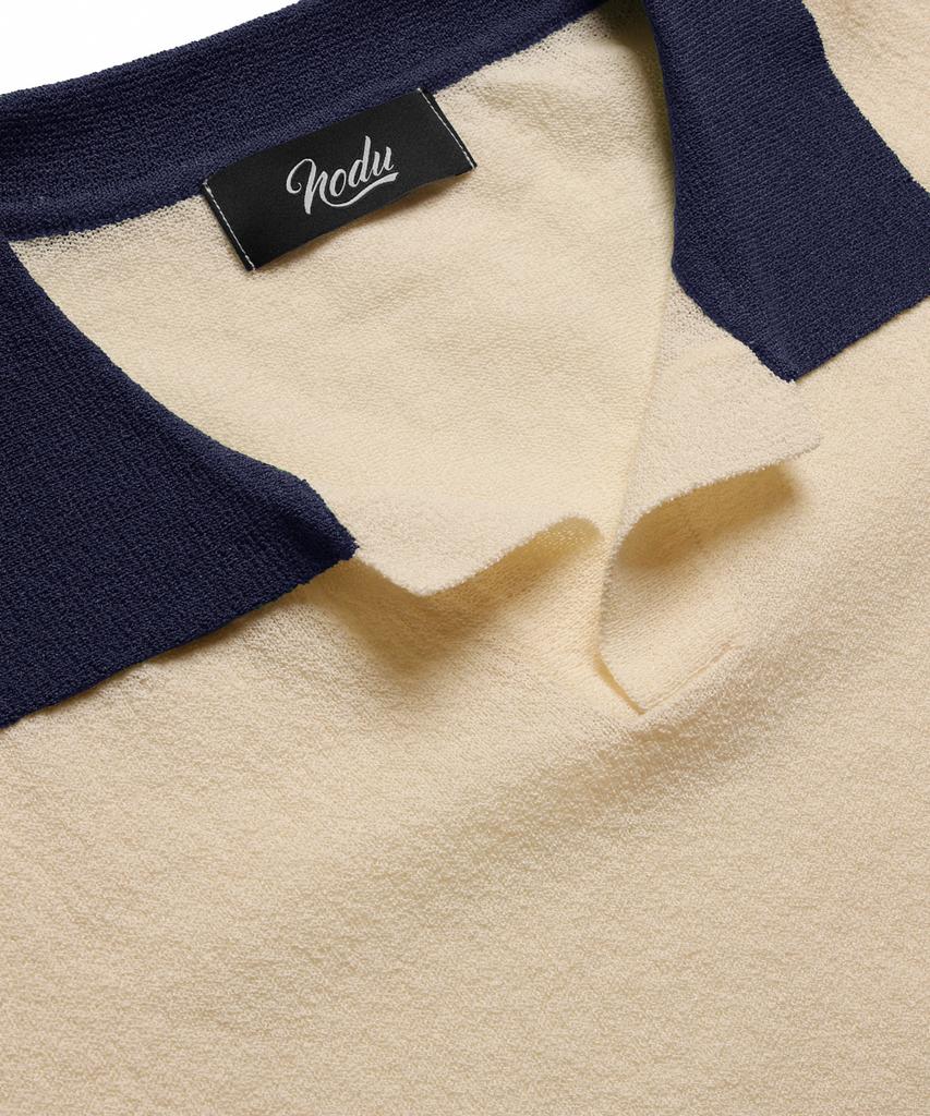 NODU Summer Vivid Color Block Collar Knit [Yellow]