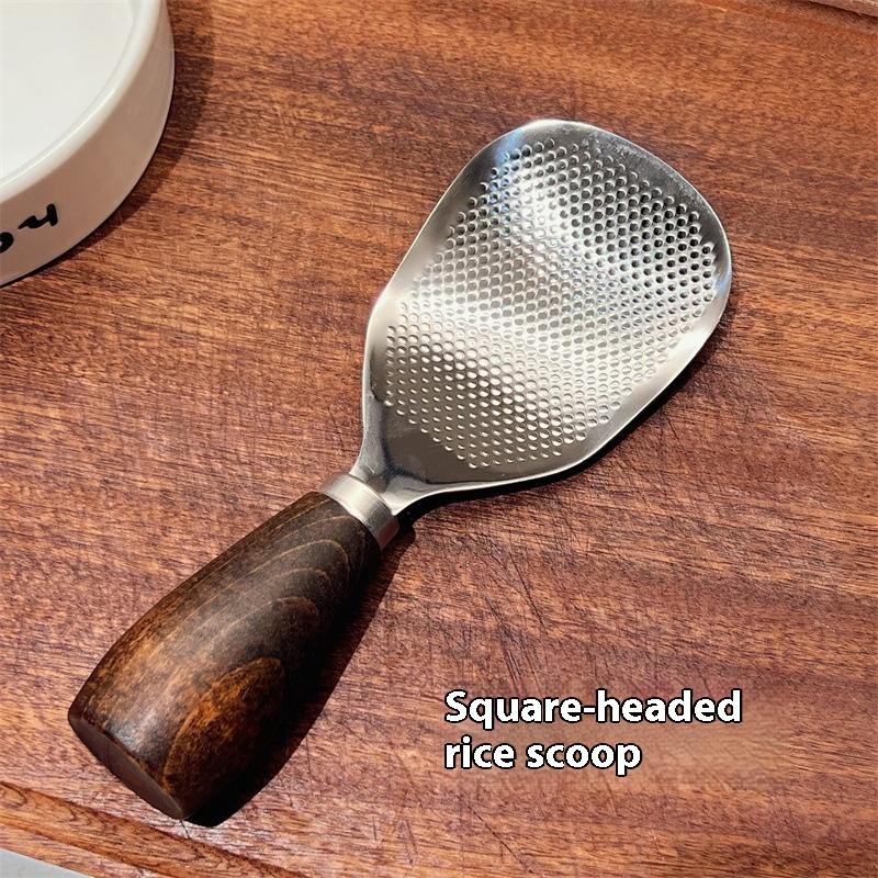 Набор из 1 штуки Нержавеющая сталь Антипригарная ложка для риса Высокотемпературная Жаростойкая Защита от ожогов Кулинарный Кухонный гаджет Прочный