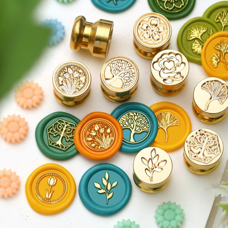 1.5cm Mini Plant Seal Stamp Leaf Rose DIY Sealing Wax Seal Decorative Greeting Cards/Invitations/Envelopes/Handbooks/Scrapbook