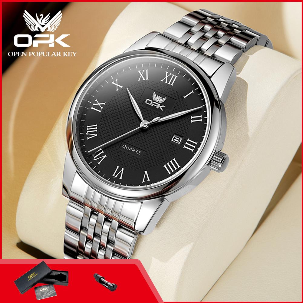 OPK 6007 Men's Quartz Watch Stainless Steel Auto Date Waterproof Luxury Original Brand Business Man Wristwatch