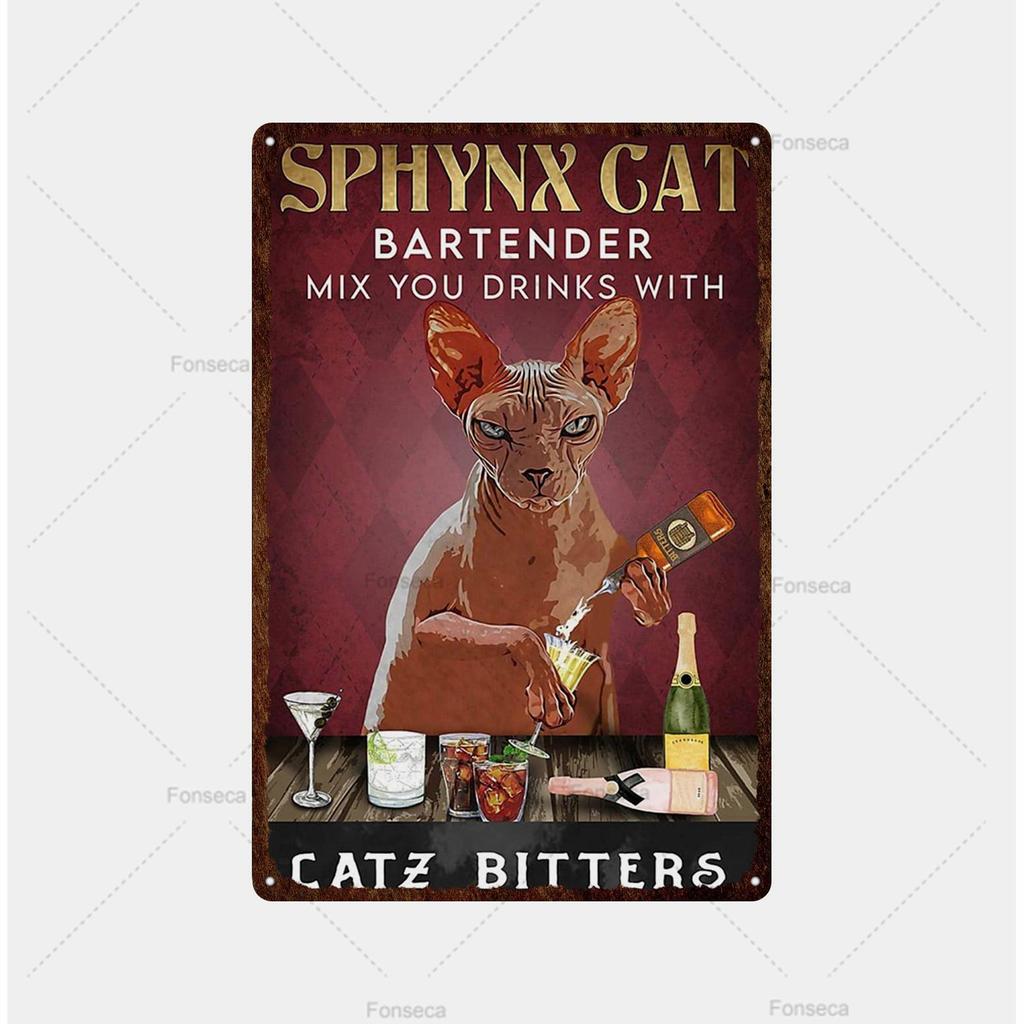 Вывеска с изображением кошек, расписная металлическая вывеска для комнаты, декорированный бар, настенный постер, жестяная банка, винтажное ощущение ржавчины, напиток, железная тарелка, украшение для отеля с пивом