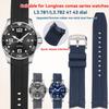 Для Longines Kangkas Фторкаучуковый Ремешок L3.742 781 782 Черно-синяя Серия Быстросъемный Водонепроницаемый Ремешок для Часов с Браслетом