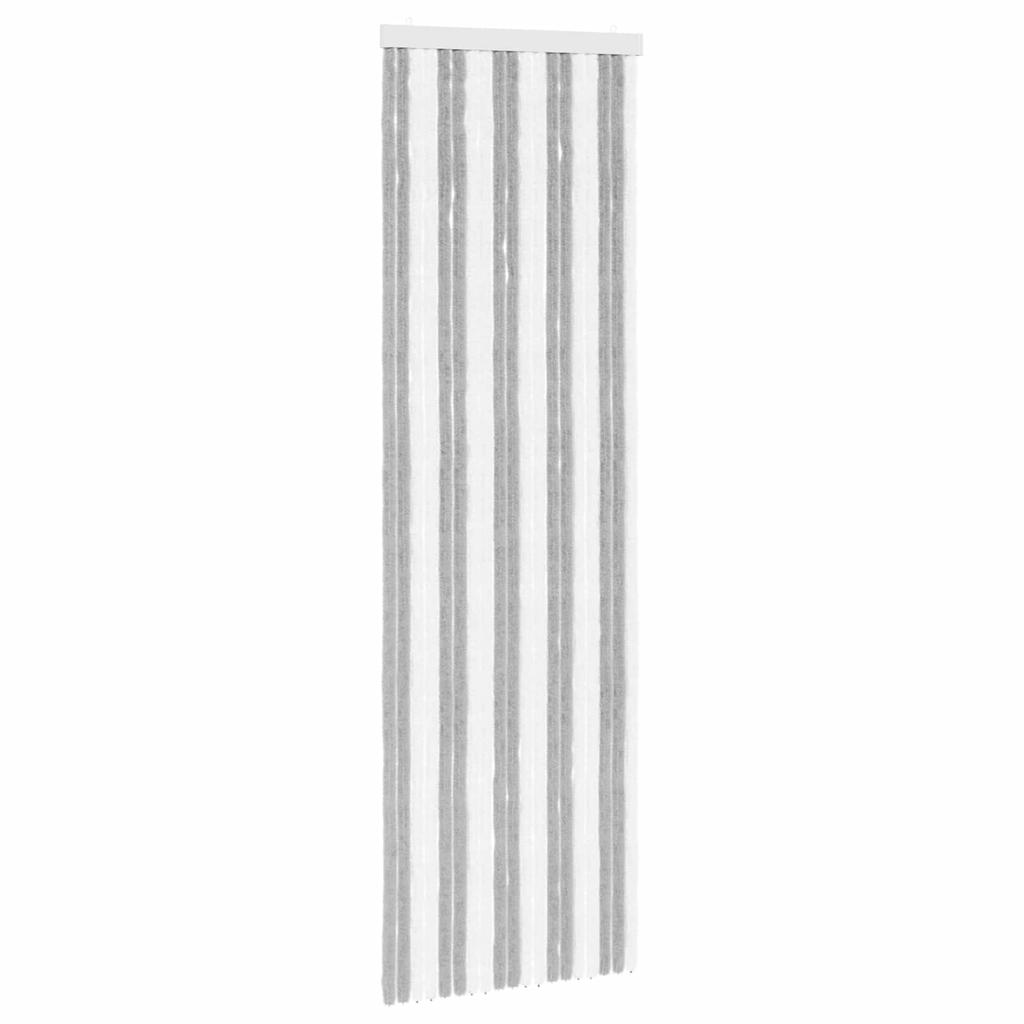 Insect Screen Door Curtain Chenille Grey and White 56 x 185 cm