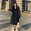 Однотонная женская куртка удлиненная 2024 осень и зима новая модная утолщенная свободная повседневная куртка с капюшоном