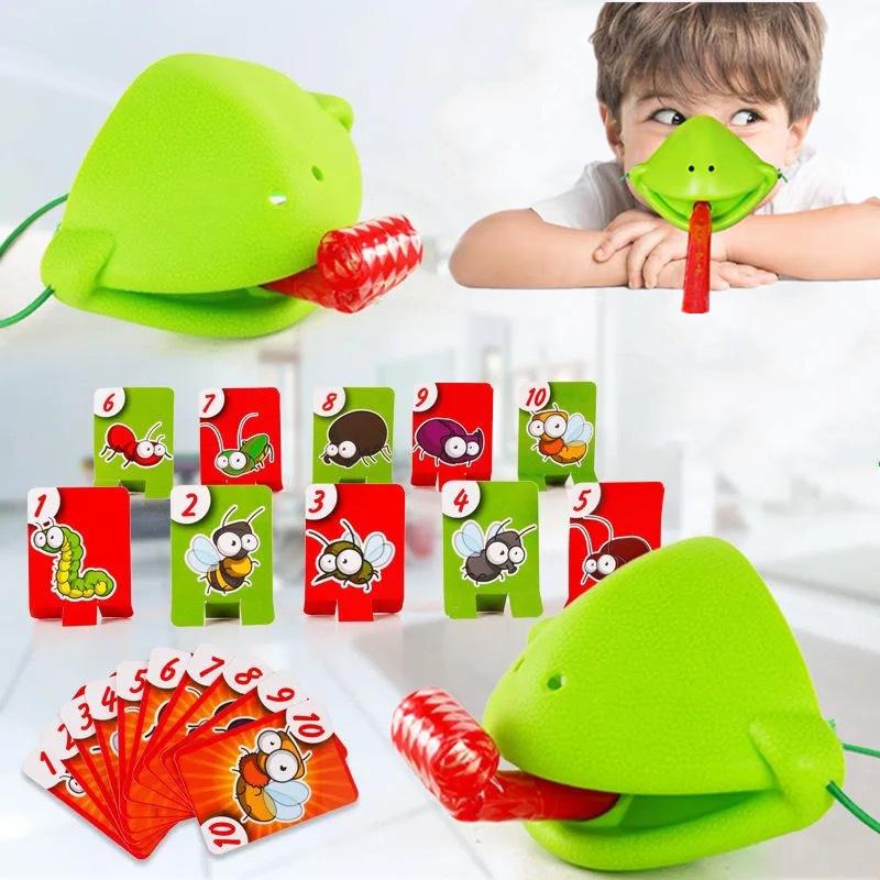 Two-person Battle Table Game Greedy Chameleon Frog Mask Tongue Out Mask Chess Board Funny Desktop Parent-child Interactive Game Party Toy