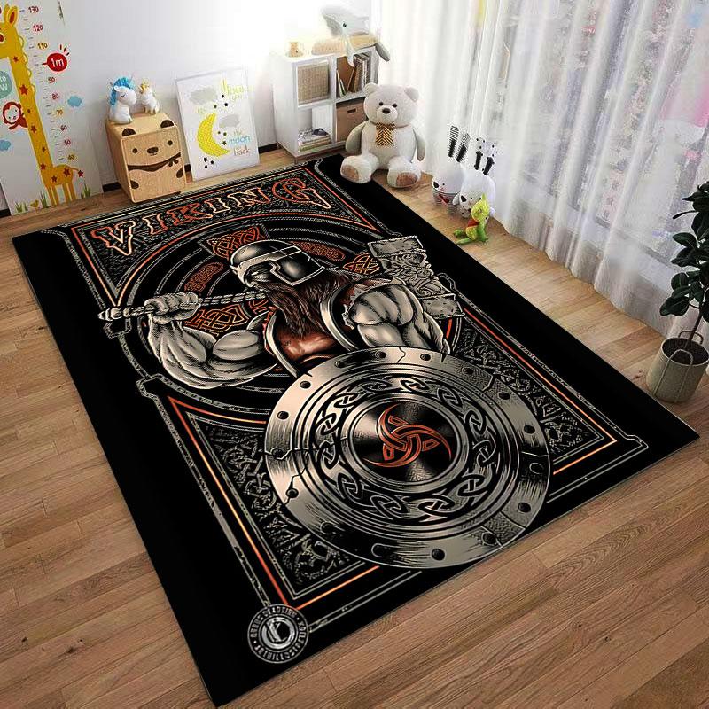 Viking Warrior with Shield suitable as a non-slip mat for the living room or bedroom sofa