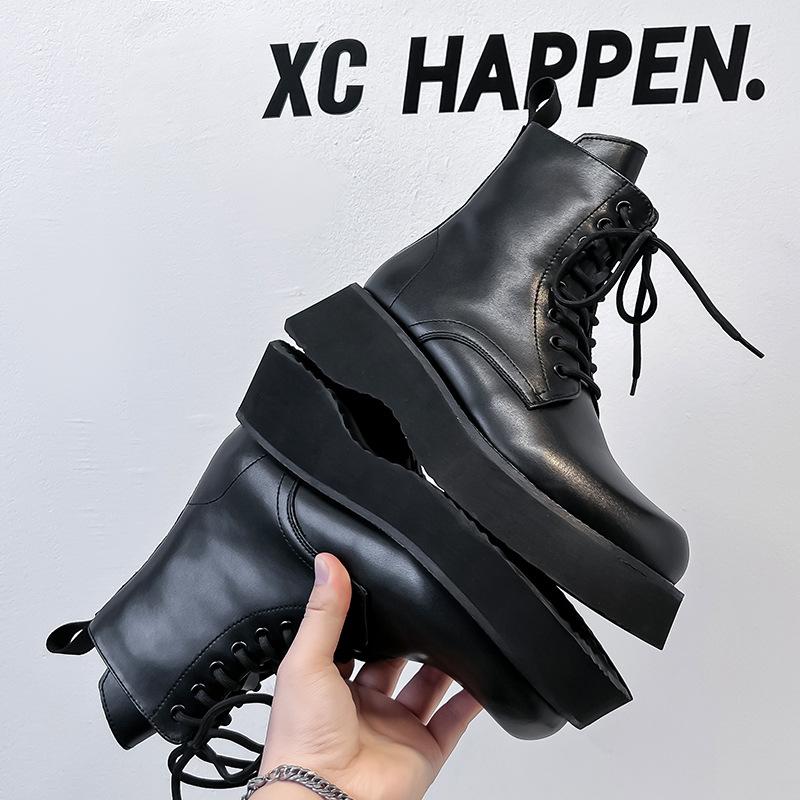 Высокие ботинки Мартин мужские весенне-осенние в британском стиле ретро с большой головой мужские туфли на платформе-маффин ботинки-локомотивы 23411-A