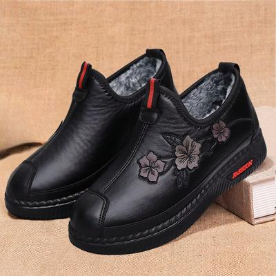 Зимняя женская обувь из ткани в старом пекинском стиле, на плюшевой подкладке, нескользящая, теплая, хлопковая обувь для среднего и пожилого возраста