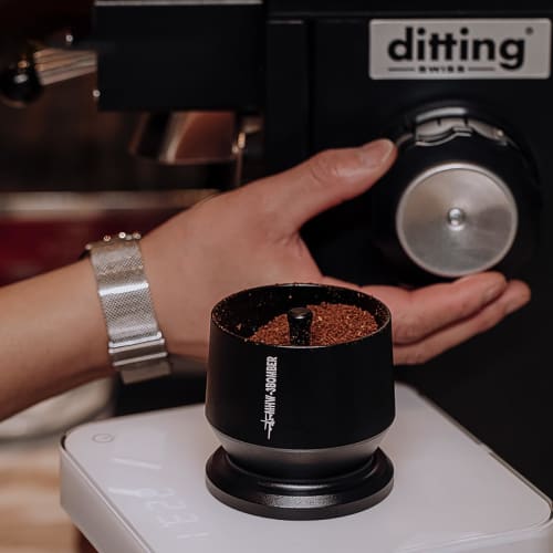 MHW-3BOMBER Espresso Dosing Cup, Coffee Dosing Funnel, Coffee Powder Receiving Cup, 58mm, Aluminum Alloy, Black, DR5508B-OS