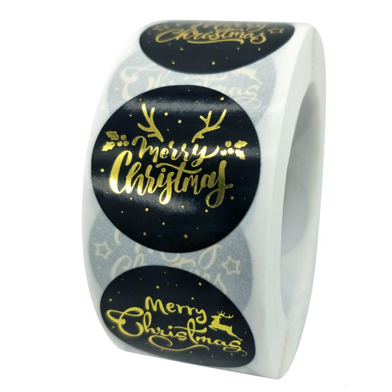 50-500Pcs 1 Inch Golden Font Merry Christmas Sticker Thank You Sticker Seal Label For Envelope Gift Wrapping Stationery Decor