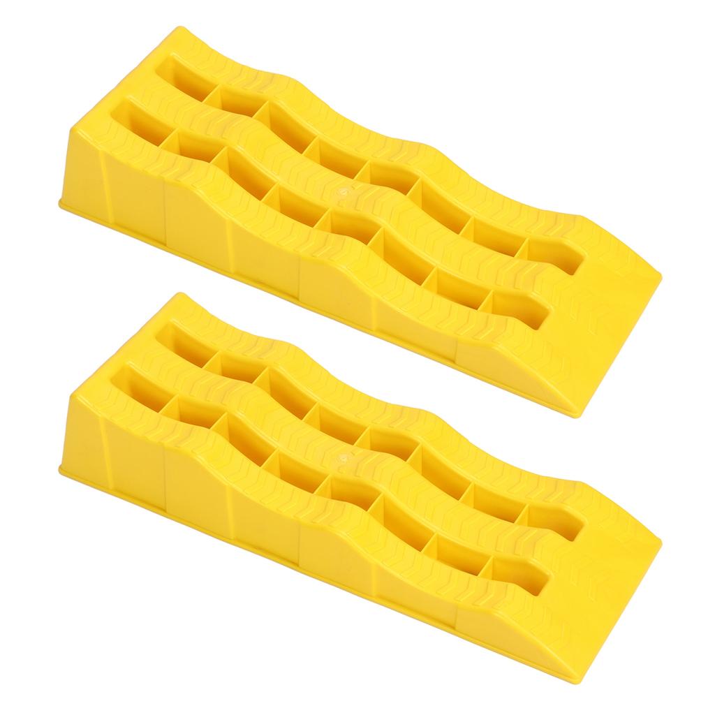 1 Pair RV Leveling Ramps 3 Stage Yellow Trailer Camper Wheel Chocks for Stabilizing Uneven Ground an