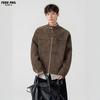 Foss Phil Men's Autumn Winter American Vintage Loose Casual Stand Collar Tie-Dye Leather Jacket