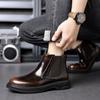Роскошные мужские осенние ретро британские трендовые брендовые полированные высокие кожаные туфли модные удобные ботинки челси на толстой подошве