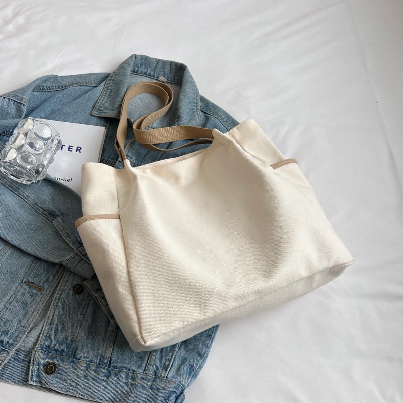 Большая вместительная холщовая сумка-тоут, женская сумка, студенческая сумка через плечо для студентов колледжа