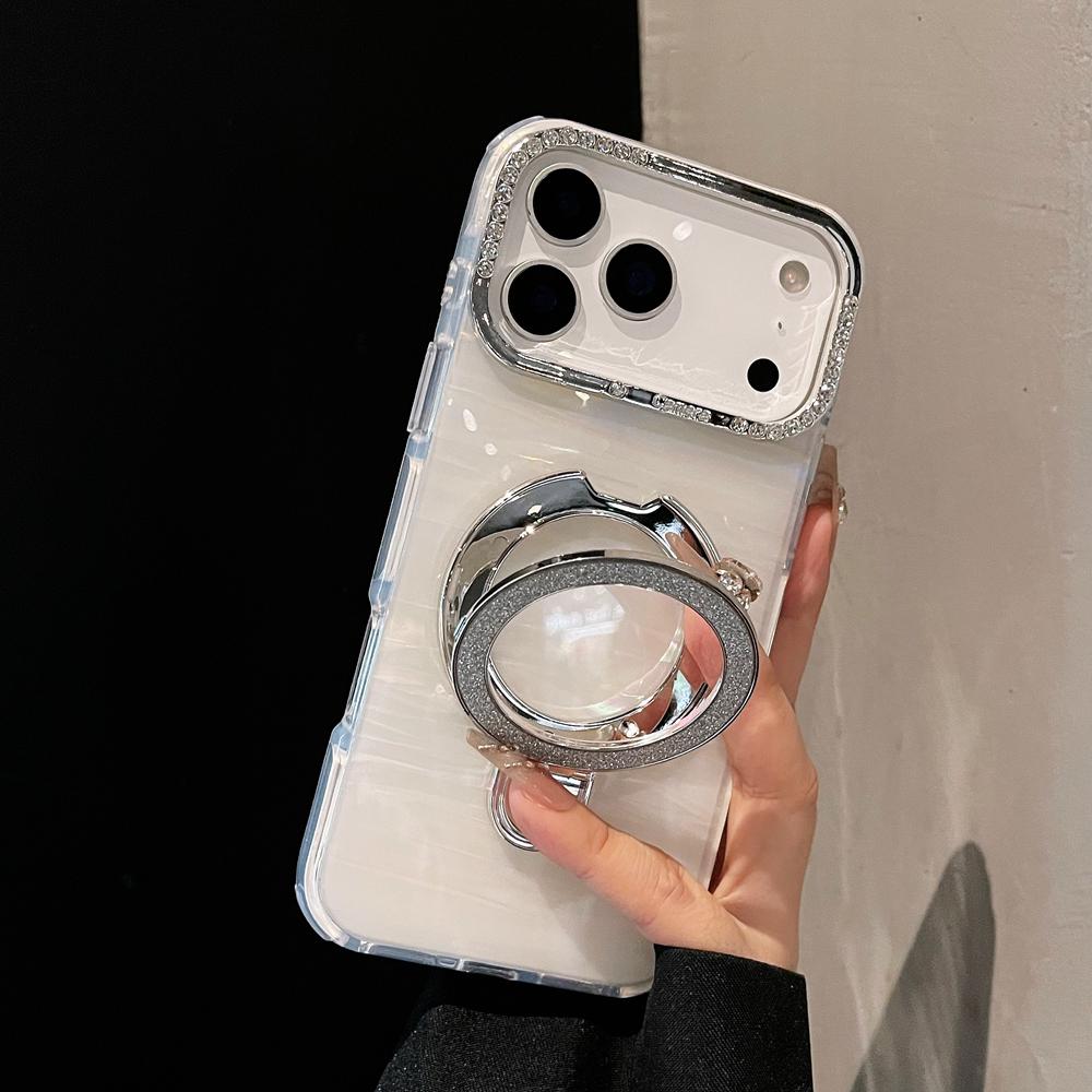 KEYSION Магнитный чехол с текстурой ракушки, инкрустированный драгоценными камнями, для iPhone 14 15 17 Pro Max Air 16Plus, противоударный бронированный чехол-накладка с кольцом-подставкой