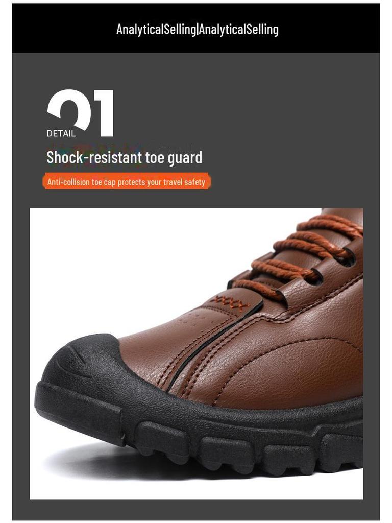 Men's Snow Boots: Autumn/Winter Cotton, Outdoor Sports, Velvet-Lined, Thick Casual Mid-Cut Leather Shoes