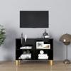 VidaXL TV Cabinet with Solid Wood Legs Black 69.5x30x50 Cm