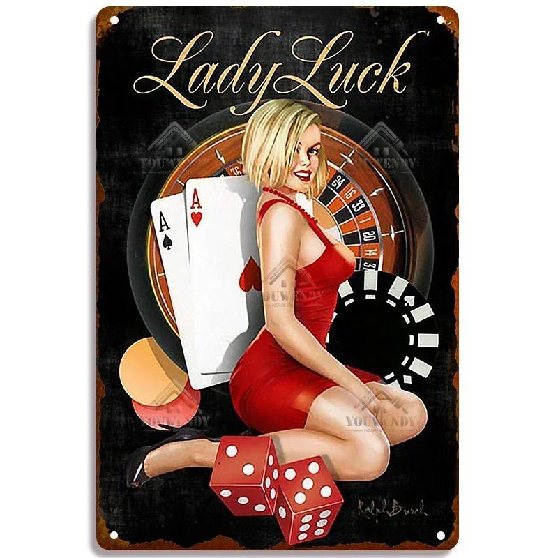 Лас-Вегас Красивая девушка Настенная табличка Металлический постер Мужские пещеры Наклейка на стену Жестяная живопись Фотография сексуальных женщин Декор Таблички