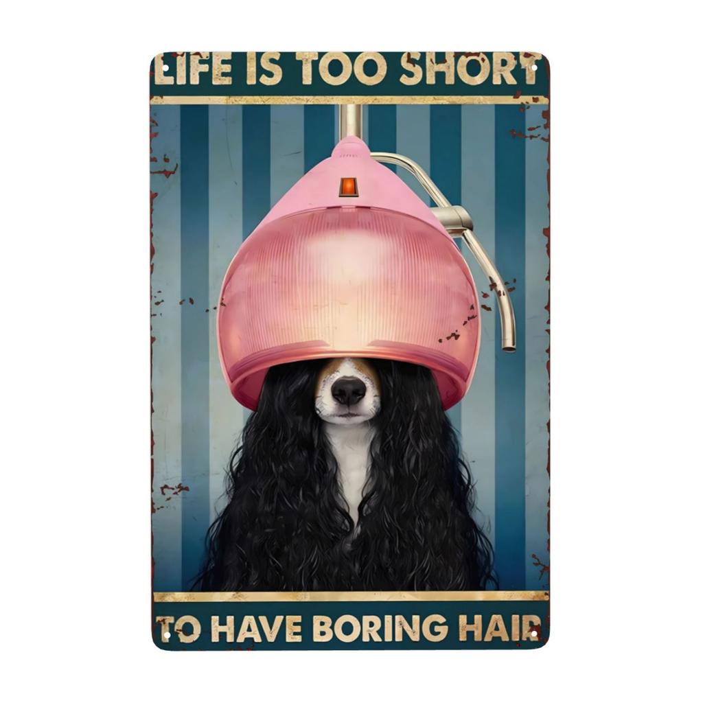 Dog Salon Vintage Wall Metal Sign, Dog Grooming Salon Sign Farmhouse Country Kitchen Home Garden Wall Decor Art 8x12 Inch