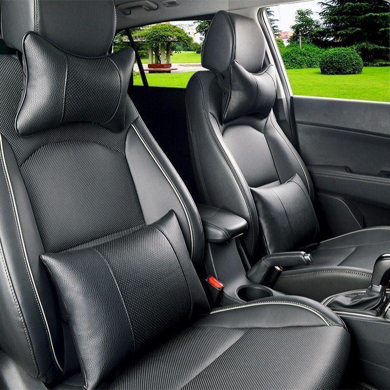 All-Season Genuine Leather Car Headrests & Lumbar Support Pillows