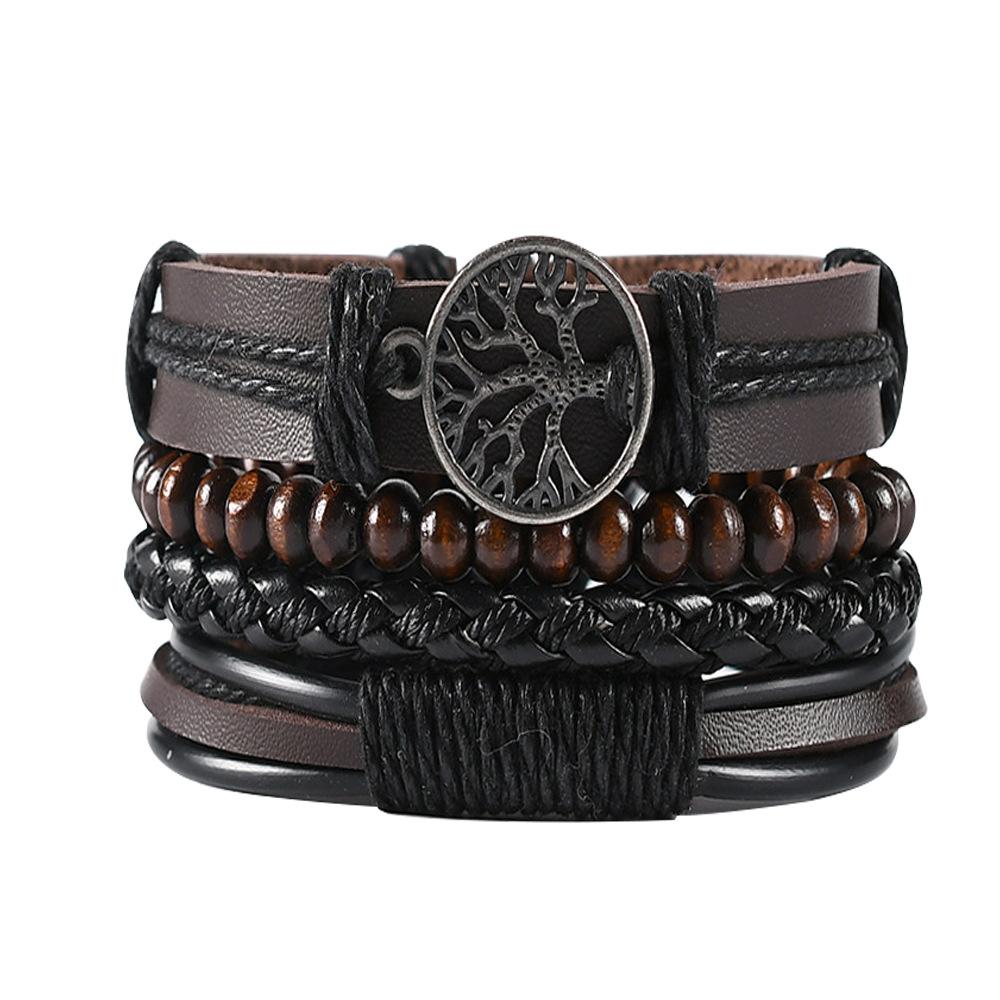 9 Styles Vintage Leather Bracelet for Women Men Woven Bracelet Set Punk Style Men's Multi-layer Braided Bracelet Charm Jewelry Gifts