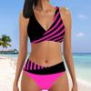 Женский купальник с подвесным вырезом и бикини с принтом в одну диагональную полоску, короткий купальник-майка