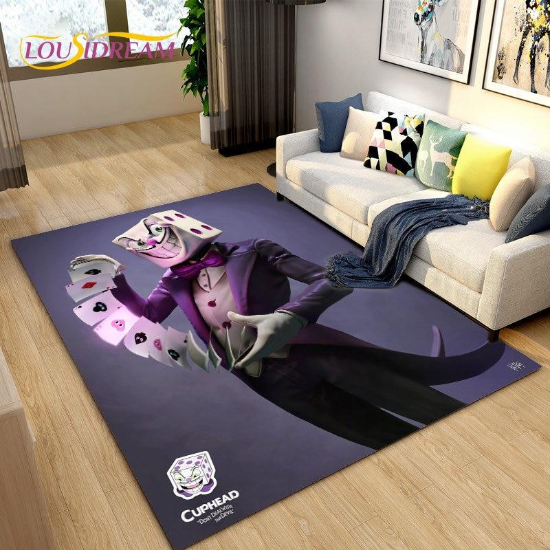 Cuphead and Mugman, коврик для игрового геймера, коврик для гостиной, спальни, дивана, коврик для двери, детский игровой нескользящий напольный коврик