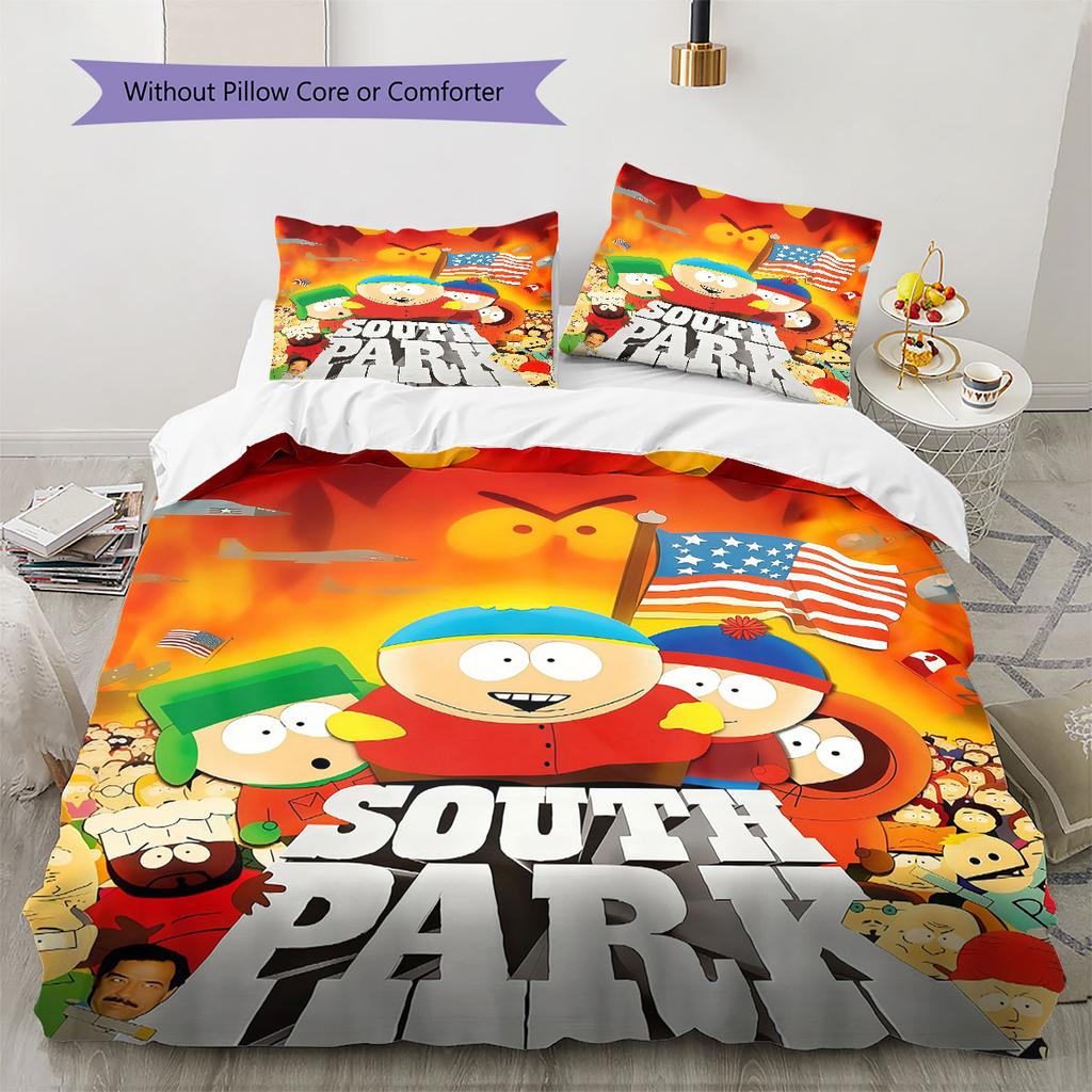 South Park Poster Pattern Bedding Home Decoration Birthday Gift ( 1 duvet cover + 2 pillowcase, without core),fan merchandise.