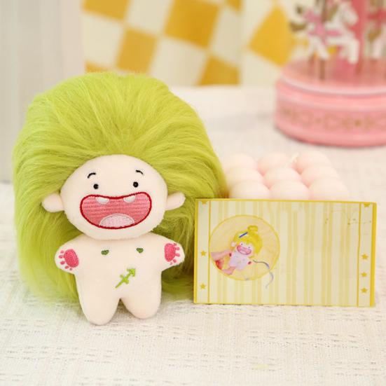 11cm Naked Doll Deciduous Toy Colorful Fluffy Hair Plushies Teeth 12-Constellation Unfinished Pretend Toy Cotton Stuffed