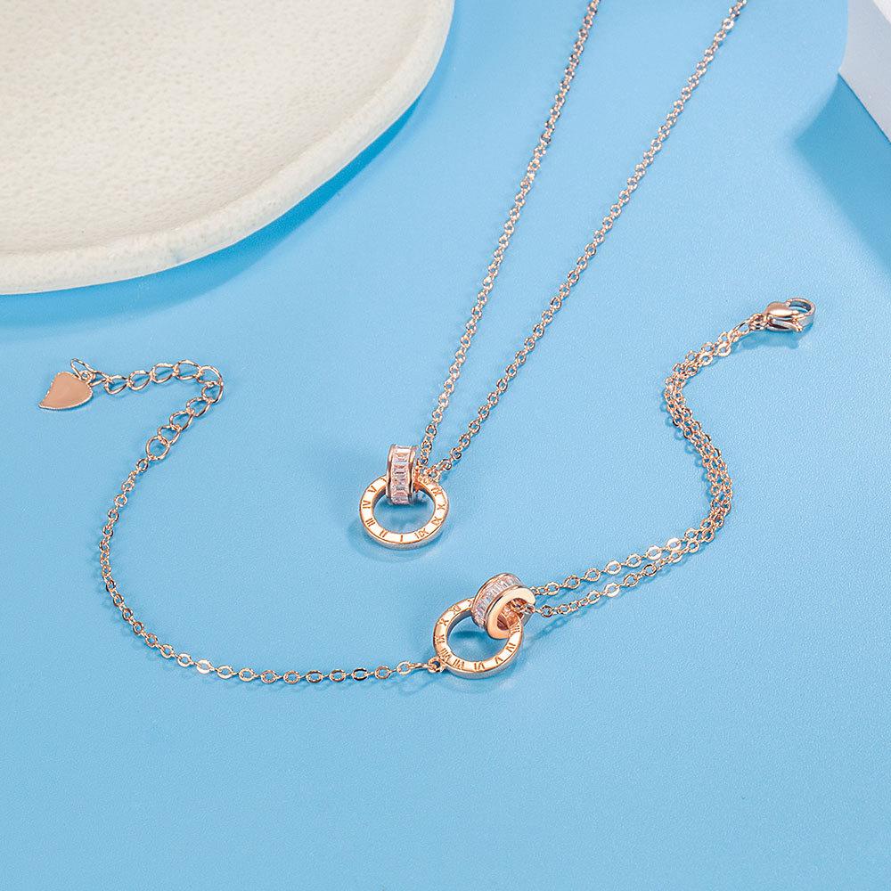 Романтичный элегантный комплект из кольца с римскими цифрами, браслета, женской универсальной цепочки на ключицу, ювелирных изделий Love Hand