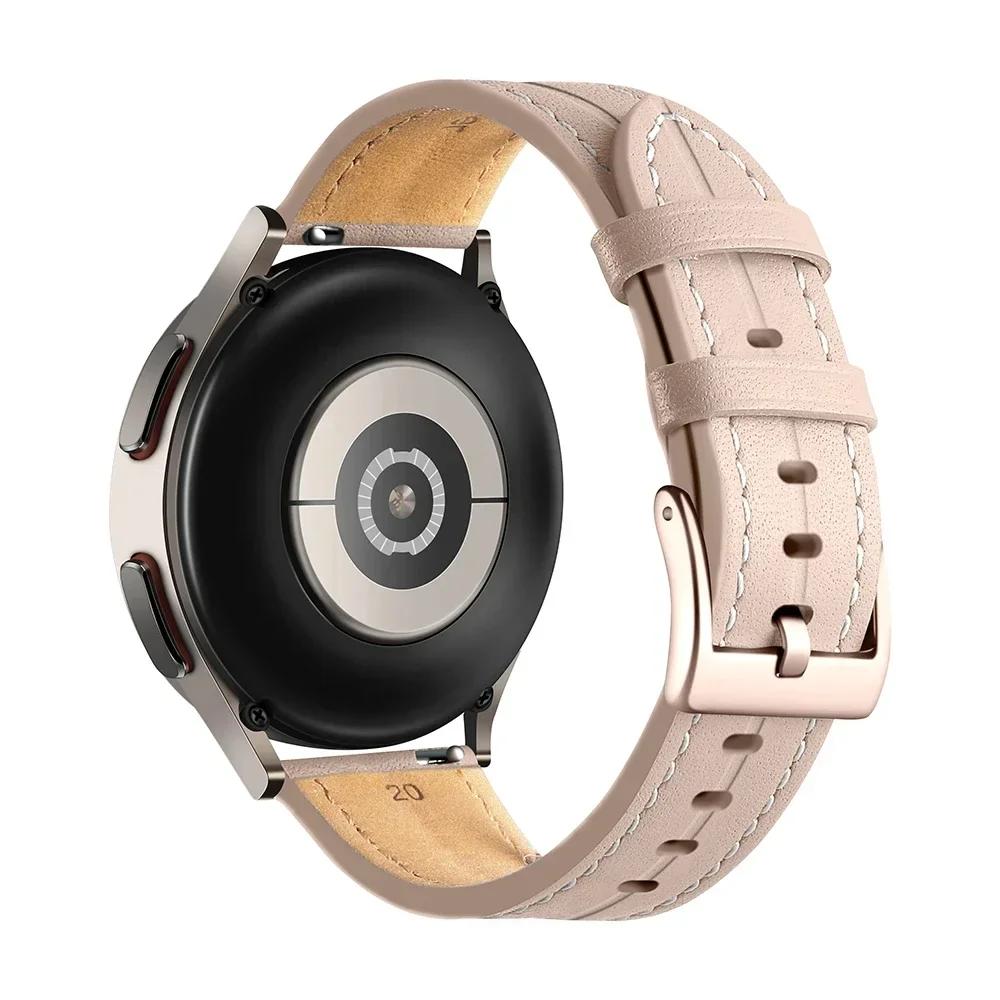 Кожаный ремешок 22 мм 20 мм для Samsung Galaxy Watch 3 41 мм 45 мм, браслет для Active 2/Watch 4 Watch5 Watch6, сменный ремешок