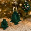 Decorative Party Favor Bags Christmas Tree Shaped Gift Bag, Reusable Drawstring Treat Goody with Pompoms Fabric Storage for Gifts Bells, Winter