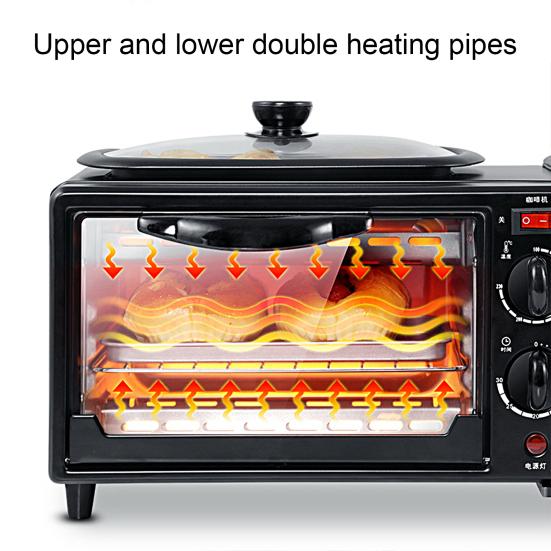 1 комплект, электрическая машина для завтрака, 3-в-1, сейф, 220 В, тостер с двойной нагревательной трубкой, товары для дома