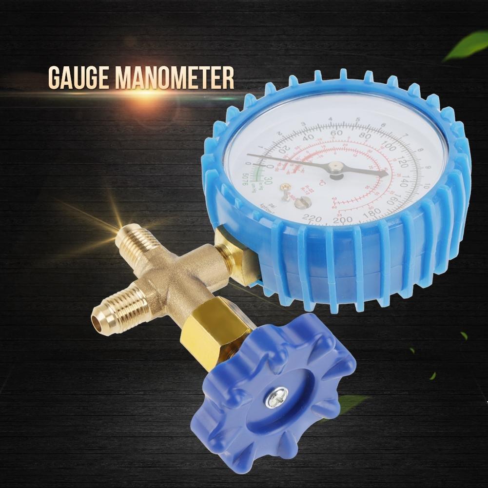 Manifold Gauge, Air Conditioning Refrigerant Recharge Pressure Gauge Manometer Fit for R410A R22 R134A R404A