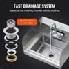 Commercial Hand Sink with Faucet and Side Splash, NSF Stainless Steel Sink for Washing, Small Hand Washing Sink, Wall Mount Hand Basin for Restaurant,