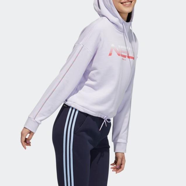 Adidas Neo Letter Print Training Hoodie Women Tops Light-Purple GT3101