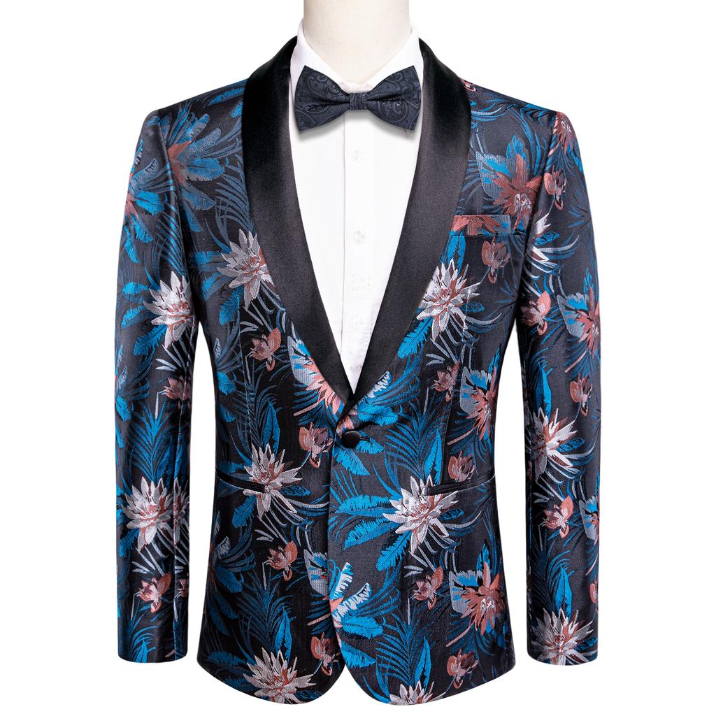 Men's Floral Dress Suit Luxury Embroidered Wedding Blazer Dinner Tuxedo Jacket