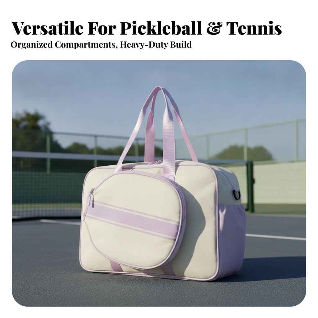 Polyester Sports Bag Multiple Pockets Workout Heavy-Duty for Gym, Pickleball