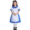Deep Blue Girls Performance Dress Halloween Alice In Wonderland Costume Short Sleeve Party Outfit Kids