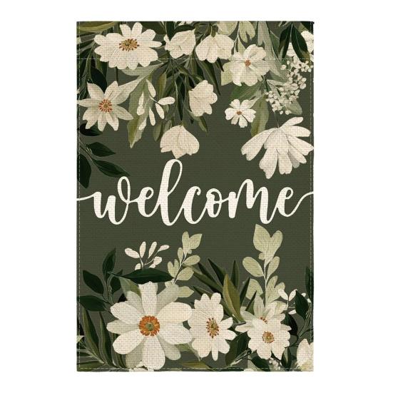 Spring Summer Floral Garden Flag 12x18 Inch Vertical Double Sided Colorful Flowers Welcome Yard Decor Farmhouse Outdoor Burlap Flag