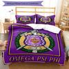 3pcs Omega Psi Phi Logo Pattern Bedding Set Duvet Cover Set Includes Duvet Cover &pillowcases, Perfect All Season Bedroom Decoration & Gift