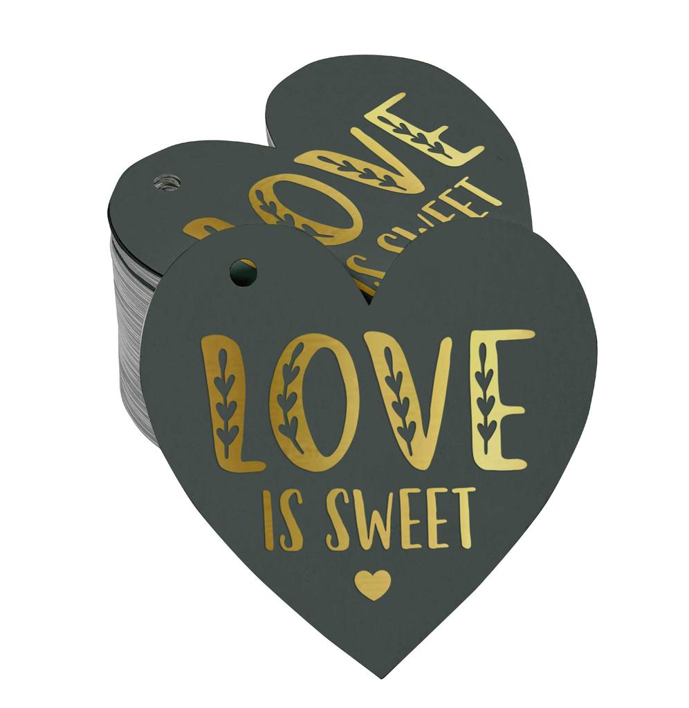 Inkdotpot 100 шт. в упаковке бирка из настоящей серебряной фольги Love Is Sweet на свадьбу