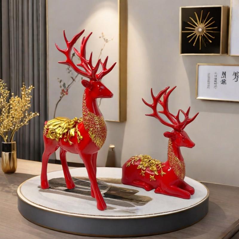 Creative Mooses Decorative Figurine Resins Art Elk Ornament Tabletop Deer Adornment for Home and Office
