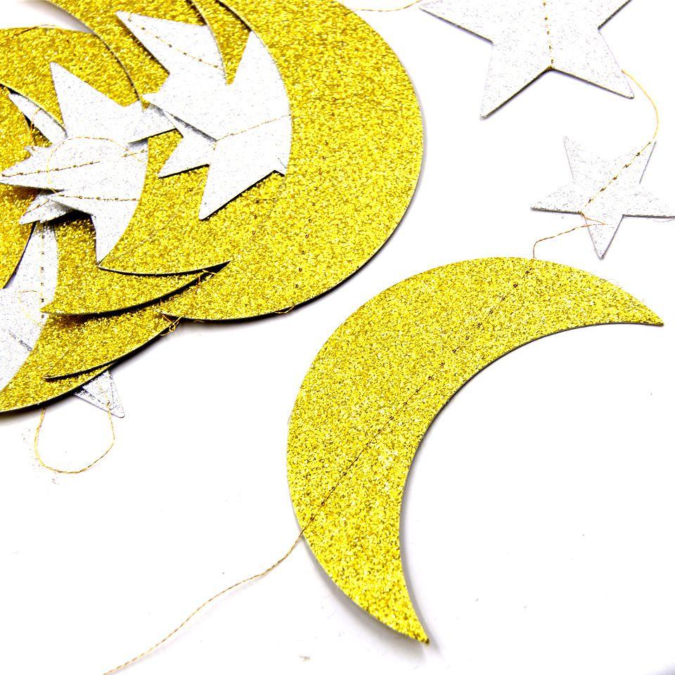 Мубарак Ид Мусульманский Ислам Баннер Луна Звезда Рамадан Модная Гирлянда Декор Подвесной