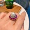 Винтажный набор: серьги, колье, кольцо с жемчугом для женщин, микро-вставка из красного корунда, элегантные минималистичные украшения, подарок