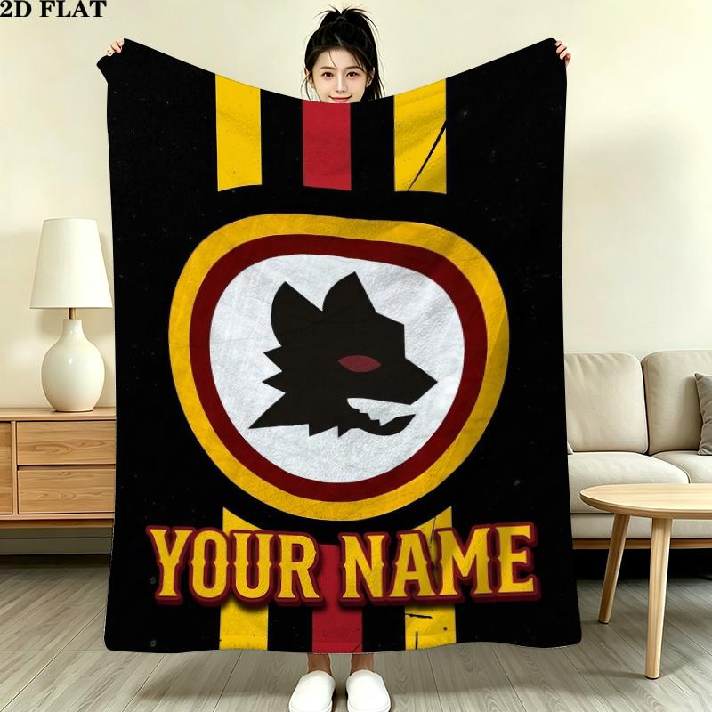 Custom Name Roma Print Flannel Blanket, High quality Comfortable for All Seasons, Home Decor, Warmth and Comfort, Perfect for Christmas Gifts