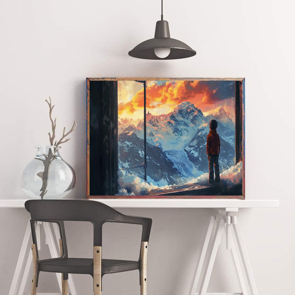 DIY Алмазная картина Пейзаж за окном Набор для вышивки крестом Мозаика Искусство Алмазная картина Полный круг/Квадратный алмаз Украшение дома