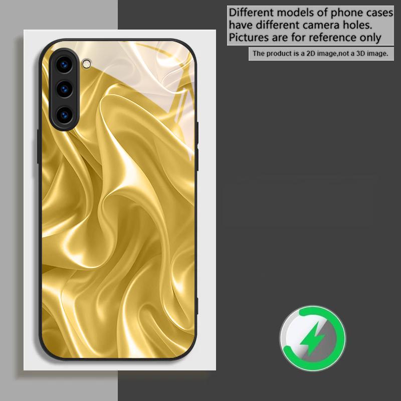 Золотой шелк волн подходит для Samsung Galaxy S26 Ultra S20 FE S21 S22+ 23 Plus S24 Ultra 25 Edge черного цвета Стеклянный чехол для телефона